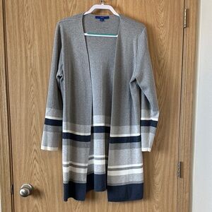 Gray, white and Navy Striped Cardigan